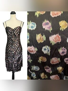 ❗️6HR SALE❗️ Vintage Betsey Johnson Silk Floral Rose Ruffle Cocktail Party Dress